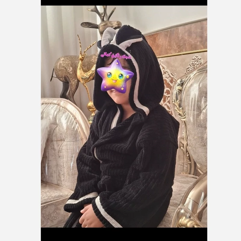 حوله پالتویی بچه گانه میکرو سایز 80 سر خرگوشی