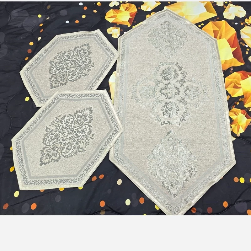 رومیزی جلومبلی سه تکه زری دوزی طرح صحرا