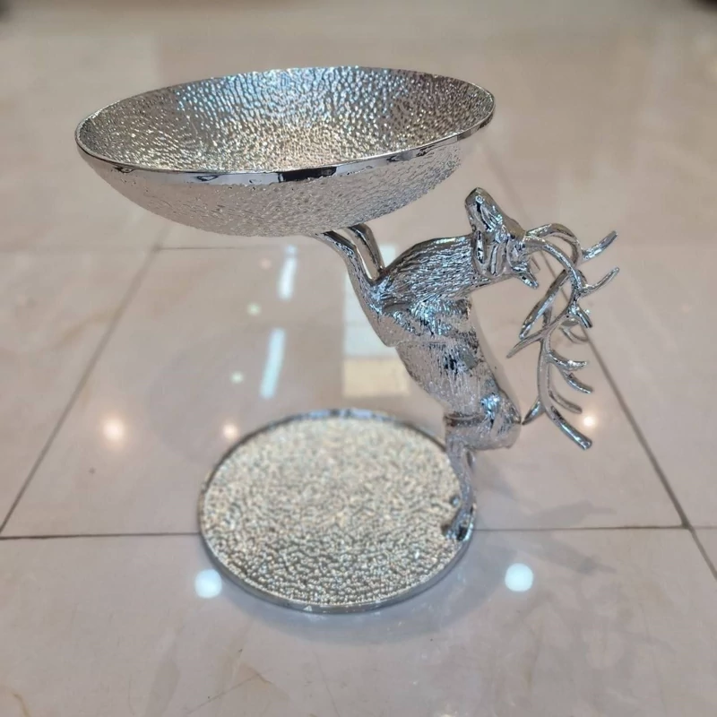 میوه خوری آلومینیومی طرح گوزن پرشی در دو رنگ طلایی و سیلور