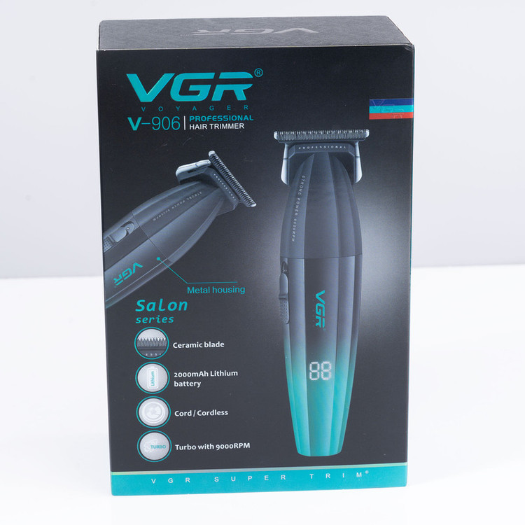 ماشین اصلاح موی سر و صورت وی جی آر مدل V-906 با تیغه سرامیکی پوشش DLC، موتور 9000 دور اصلی و حرفه ای narvan 1452