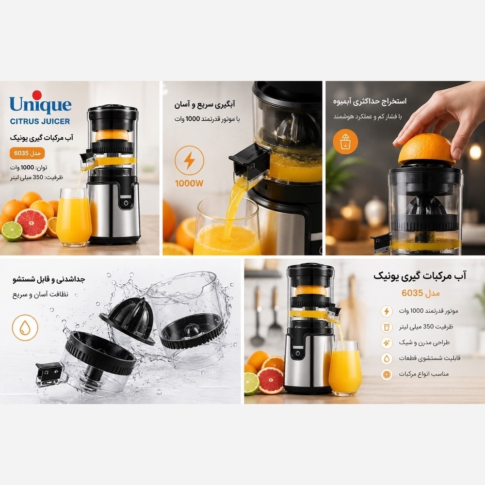 آب مرکبات گیری یونیک مدل unique 6035 با گارانتی