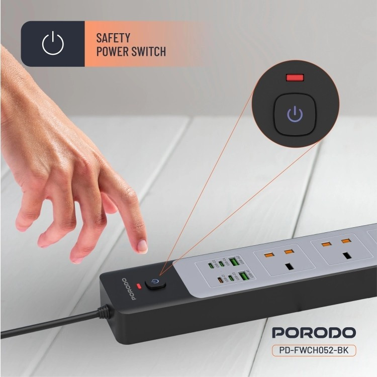 چند راهی برق هوشمند Porodo PD-FWCH052 3AC 45W 3000W