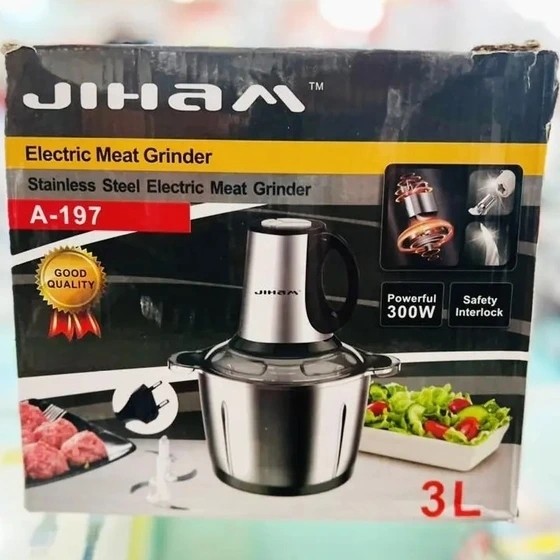خردکن3لیتری جیهام استیل سه سرعته دسته بغل توان300وات