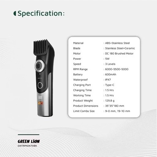 ماشین اصلاح و ریش تراش و خط زن گرین لاین مدل TRIM GEN 70 با 1 سال گارانتی