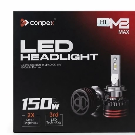 هدلایت کانپکس CONPEX M8 MAX پایه H1 جفتی توان 150 وات، 15000 لومن و نور 6000K