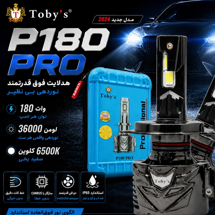 هدلایت Tobys P180 PRO H4 نوردهی فوقالعاده، خط کات دقیق، فن دوگانه
