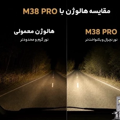 هدلایت TBS DESIGN M38 PRO پایه H4 دوکنتاکت نور نچرال ، توان 150 وات جفت مدل 2026