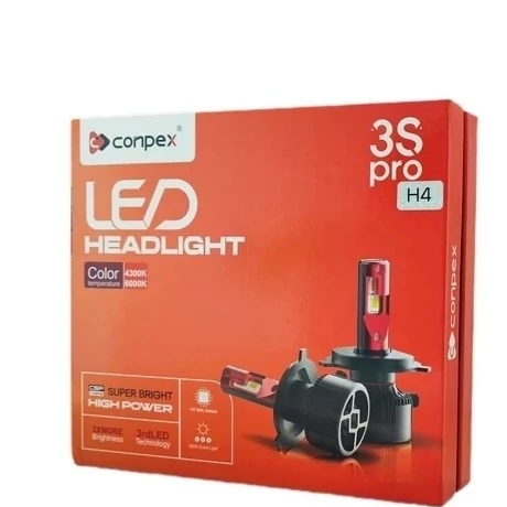 هدلایت کانپکس دو رنگ 3S PRO پایه H4 با یک سال گارانتی