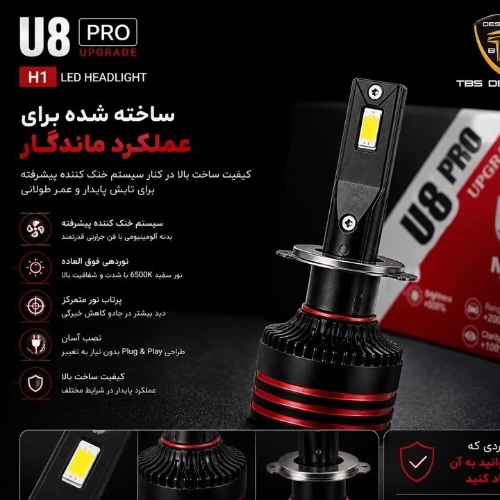 هدلایت TBS DESIGN M8 Pro پایه H1 نور قدرتمند 6000K، خط کات دقیق، فن پرقدرت جدید