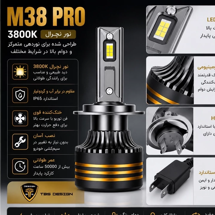 هدلایت M38 PRO پایه H7 نور نچرال ، خط کات دقیق با گارانتی