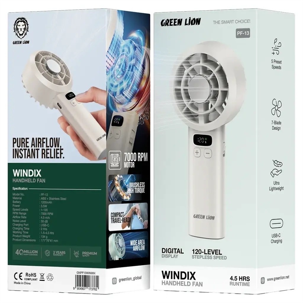 پنکه شارژی دستی گرین لاین Windix