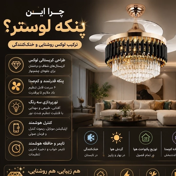 لوستر پنکه دار تاشو 6 سرعته مدل FSD9028