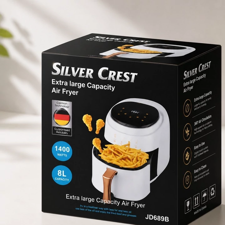 سرخ کن بدون روغن سیلور کرست Silver Crest ظرفیت 8 لیتر با توان 1400 وات و صفحه لمسی دیجیتال