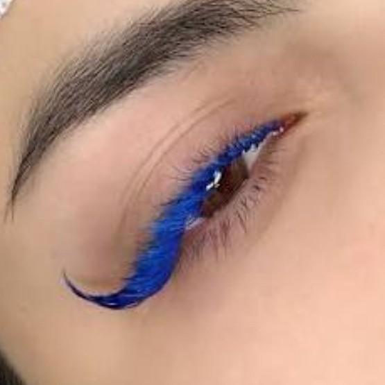مژه ریسه ای آبی طبیعی کاشت مژه رنگی