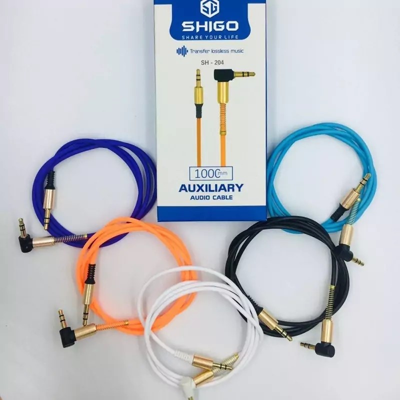 کابل AUX آ یو ایکس یک متری ، مارک SHIGO مدل SH204 سَری فلزی کج ، با کیفیت بالا