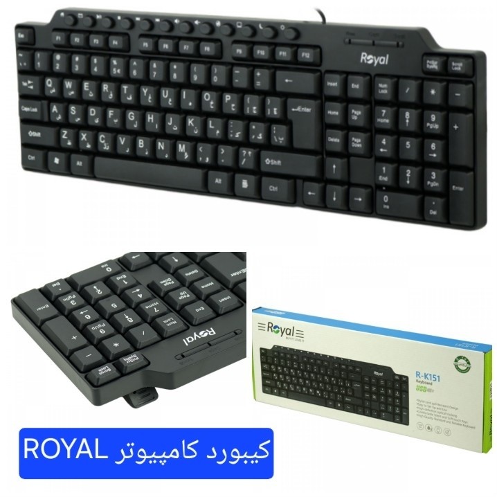 کیبورد کامپیوتر ، مدل سیم دار با پورت USB ، دارای حروف فارسی ، محصول شرکتی و با کیفیت