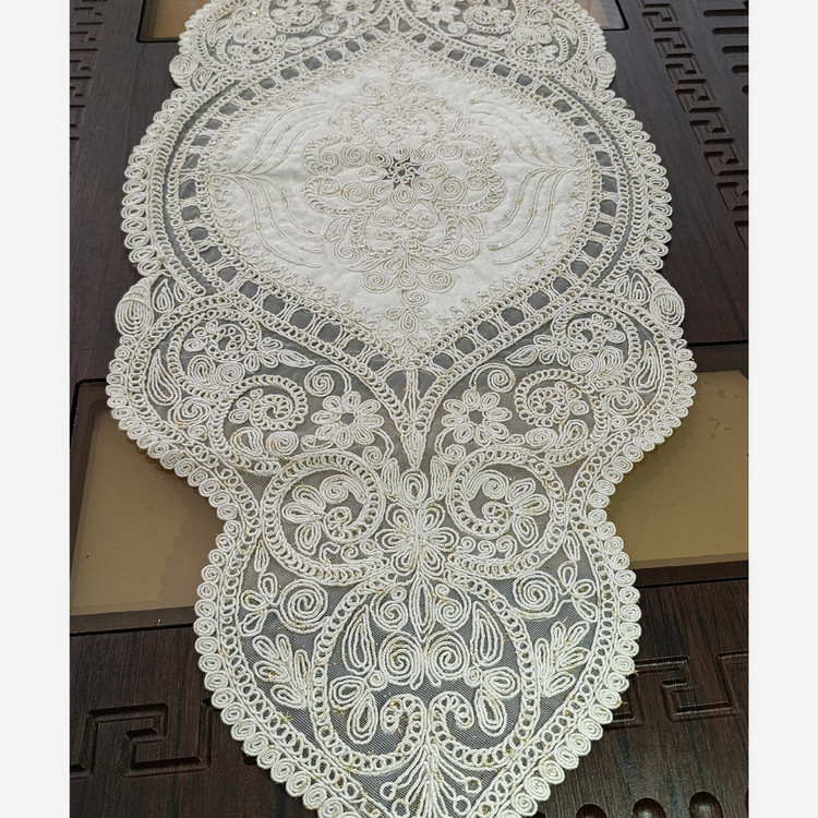 رومیزی 3 تیکه جلو مبلی و عسلی دانتل طرح ترک مدل آنجل