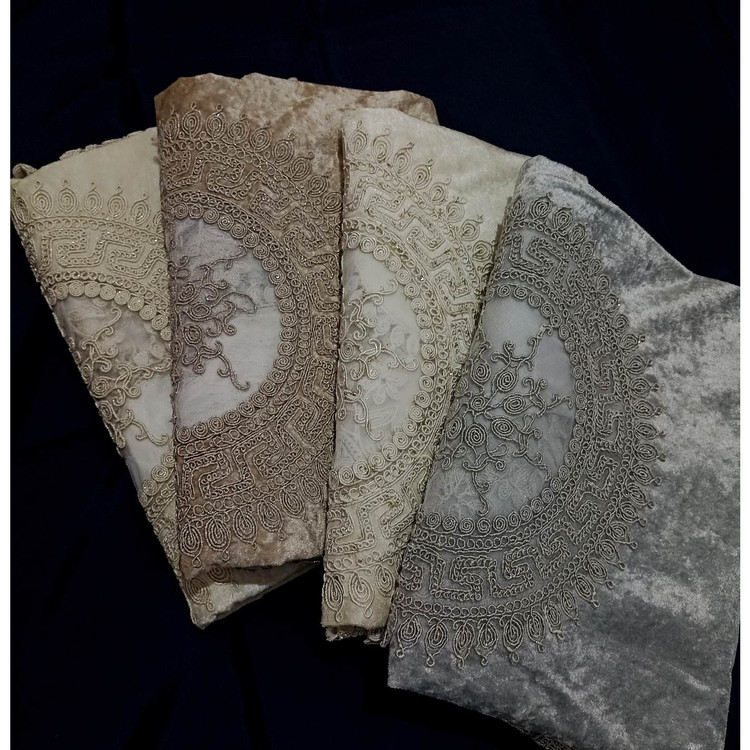 رومیزی مربع بزرگ 90*90 مخمل دانتل طرح ترک مدل ورساچه