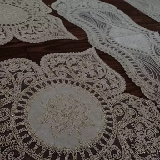 رومیزی 3 تیکه جلو مبلی و عسلی دانتل مدل ترک جاسمین