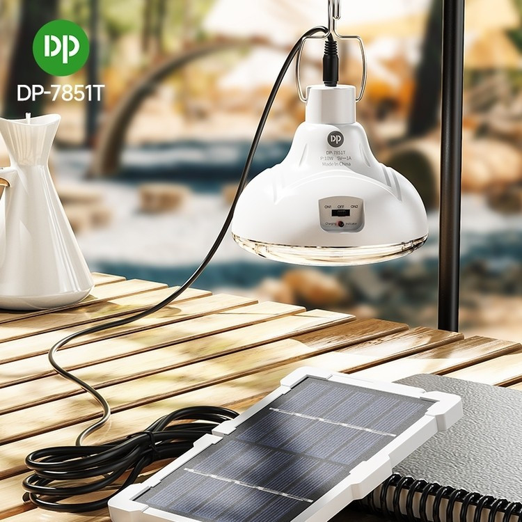 چراغ شارژی همراه با پنل خورشیدی مدل DP-7851T ضد اب 10W