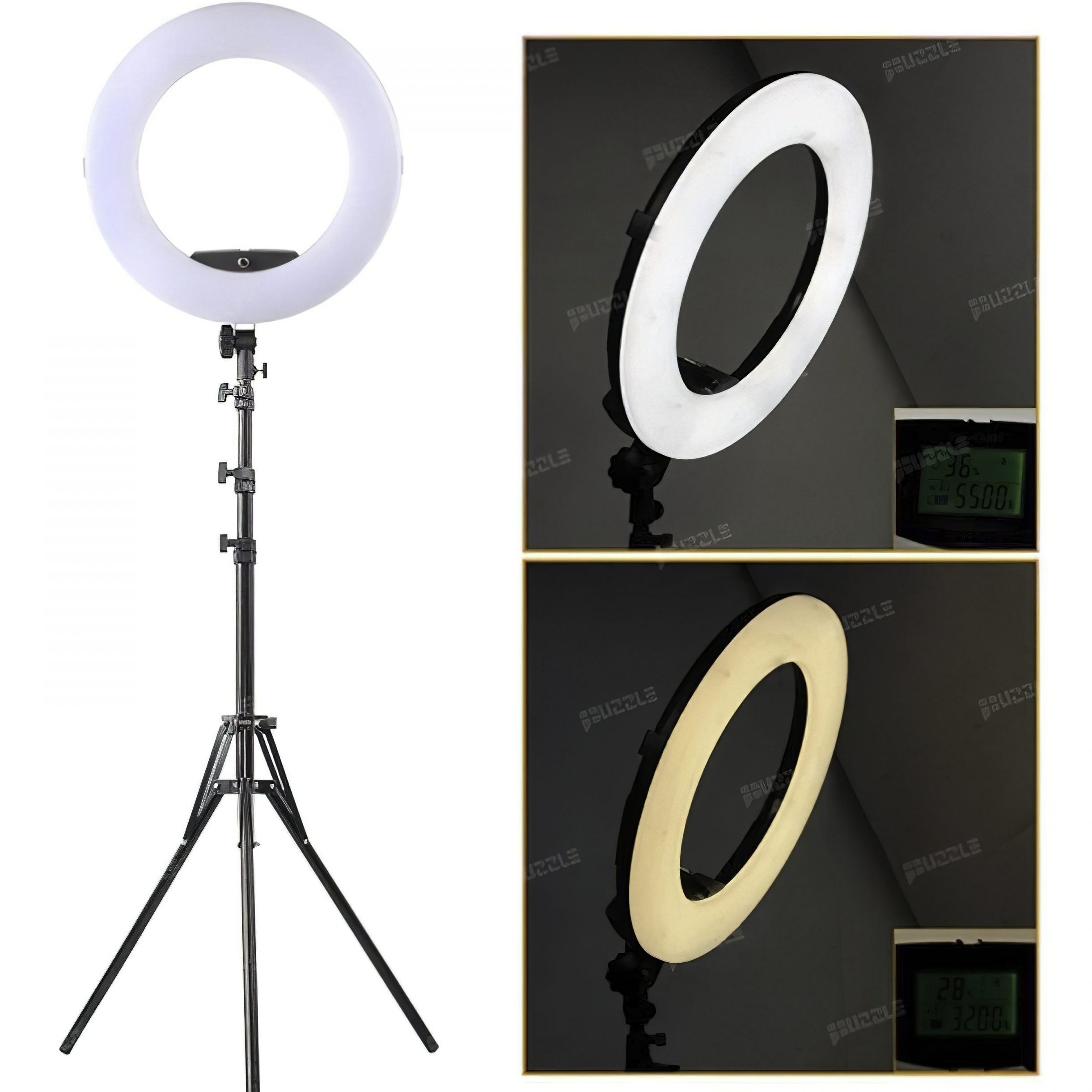 رینگ لایت MJ 36 RGB سایز 14 اینچ همراه با سه پایه