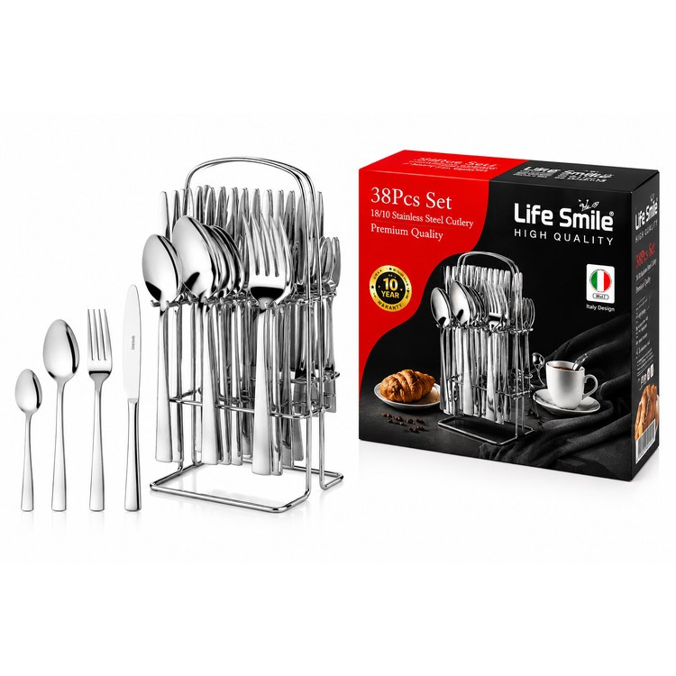 سرویس قاشق و چنگال 38 پارچه LifeSmile رنگ مسی